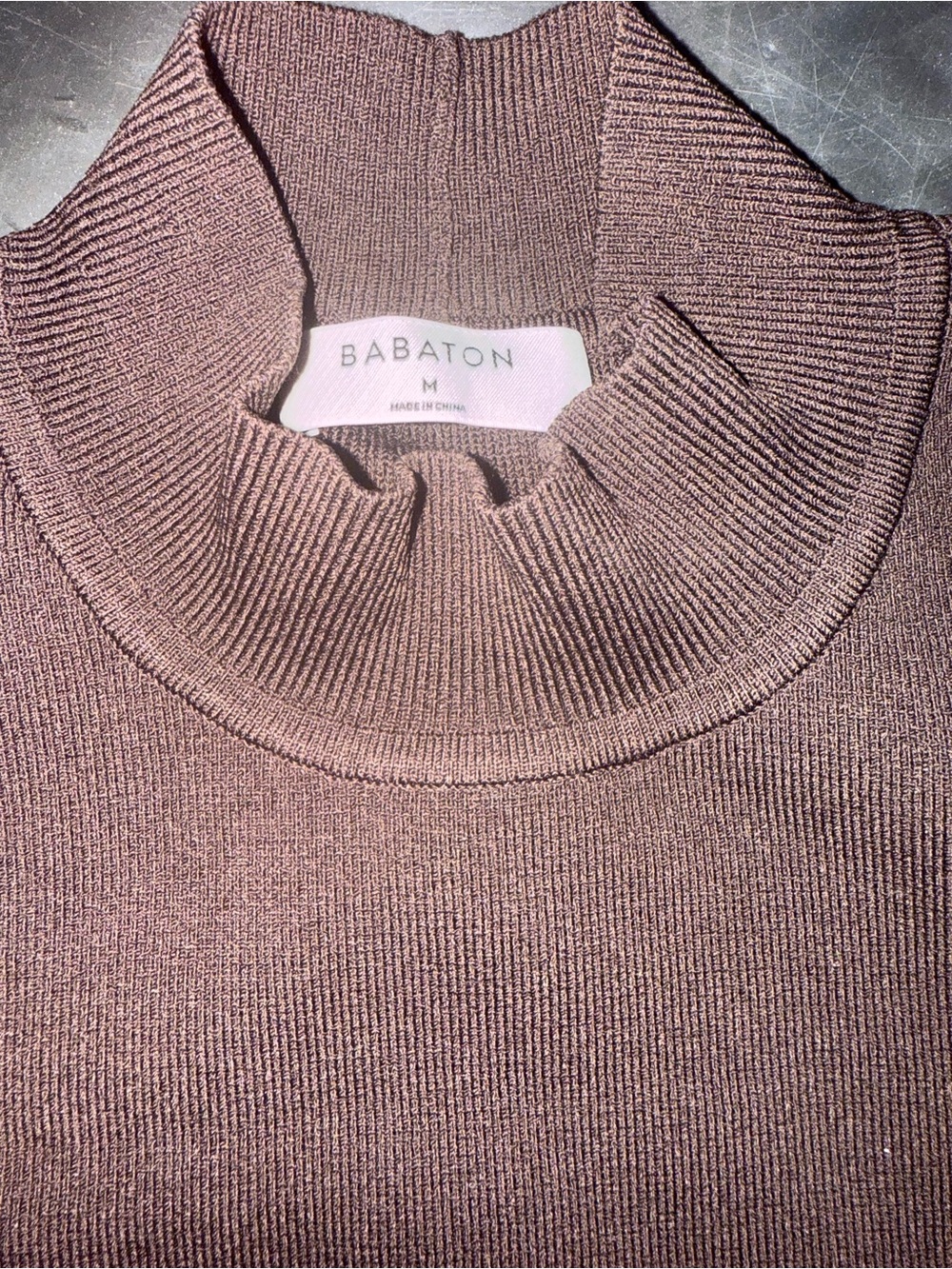 Babaton - Mock Neck Long-Sleeve Top in Brown - Picture 4 of 5